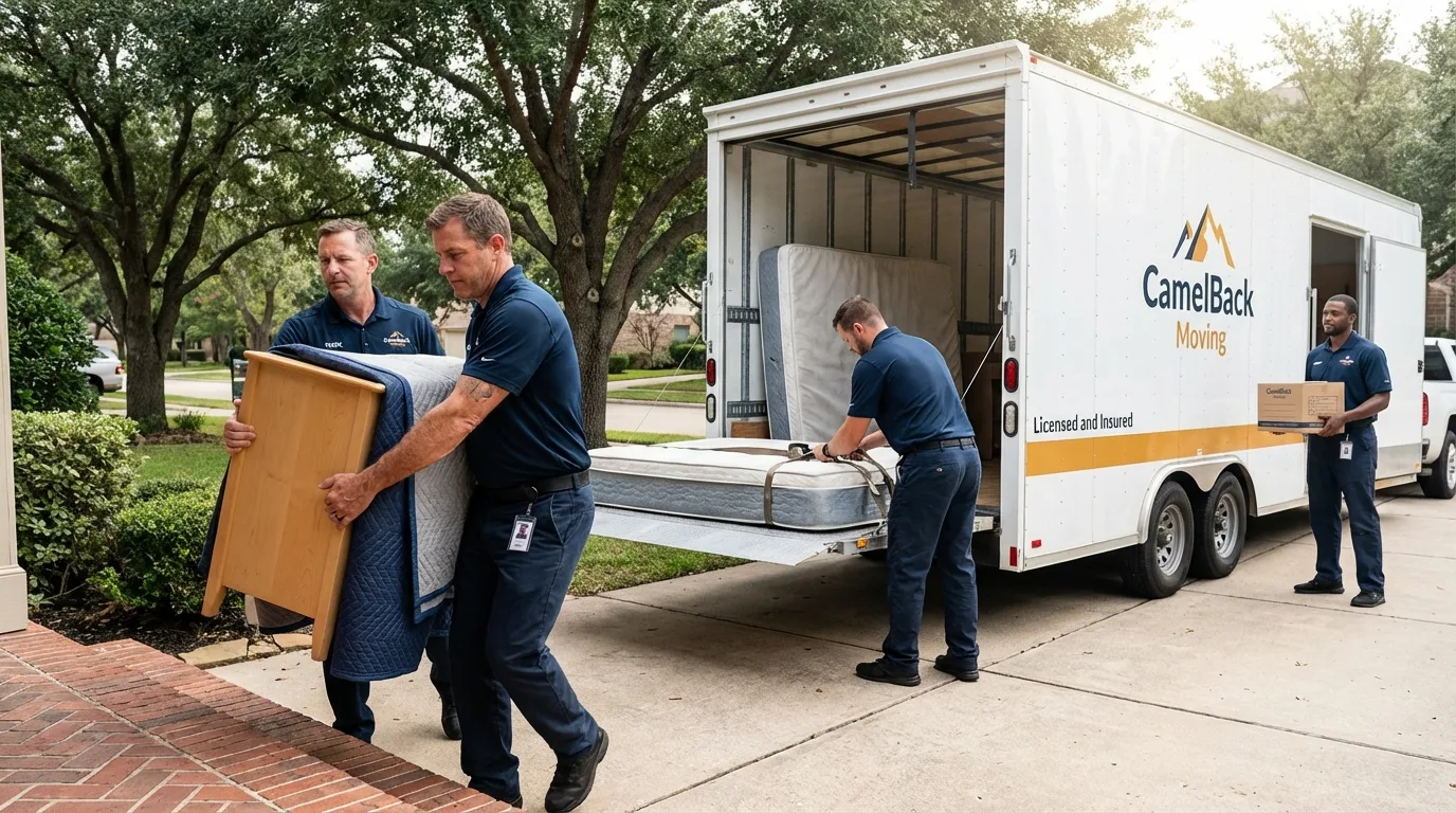 Crew loading residential truck for cross-state move from Sumas, WA