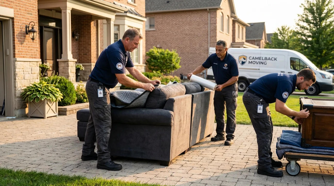 Large estate moving crew wrapping furniture in Sumas, WA